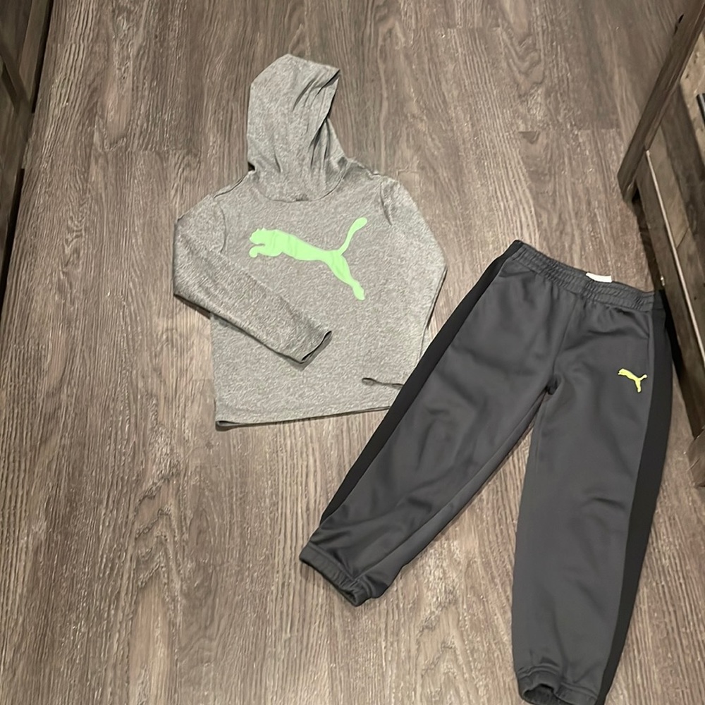 Puma# size US 6 # gray long sleeve hooded sweatshirt # sweatpant